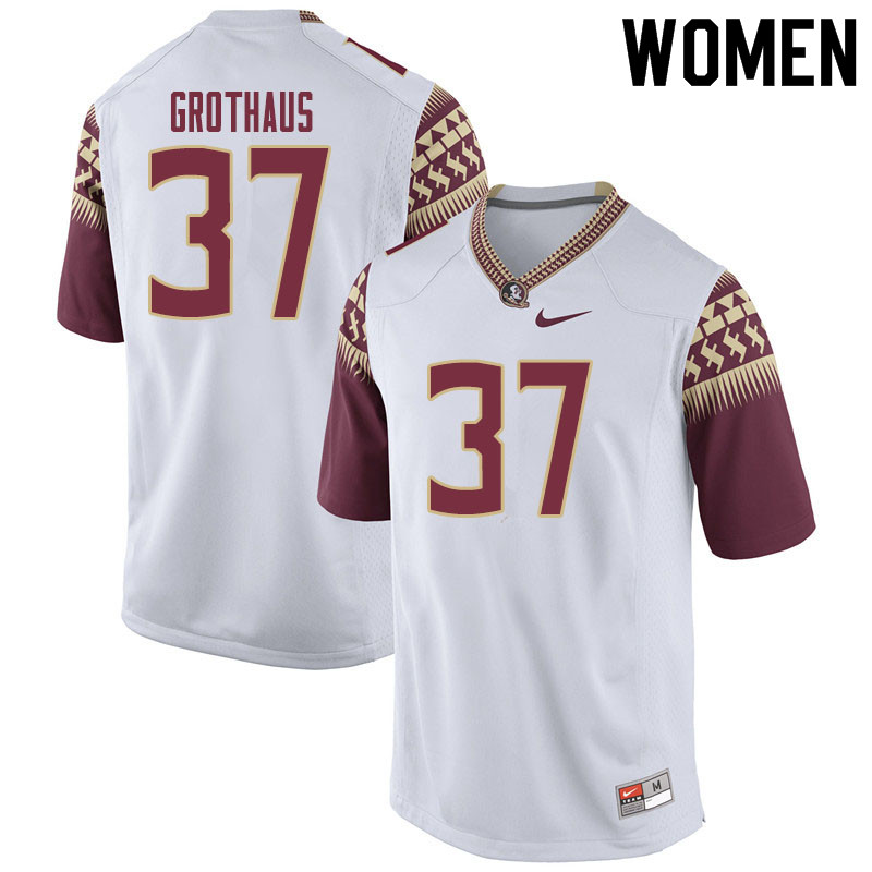 Women #37 Parker Grothaus Florida State Seminoles College Football Jerseys Sale-White - Click Image to Close